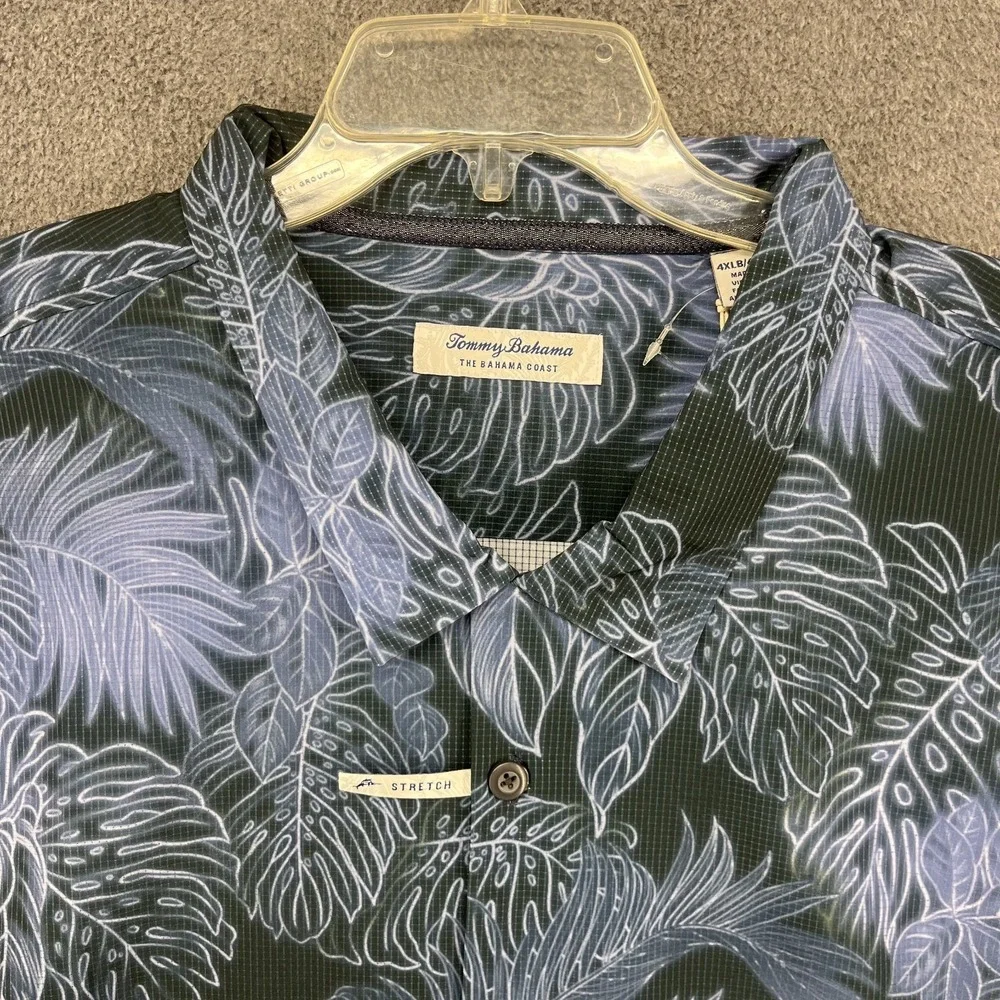 TOMMY BAHAMA Mens 4XLB 4XL BIG CORE SPORT STRETCH HAWAIIAN SHIRT COAST BLUE NOTE